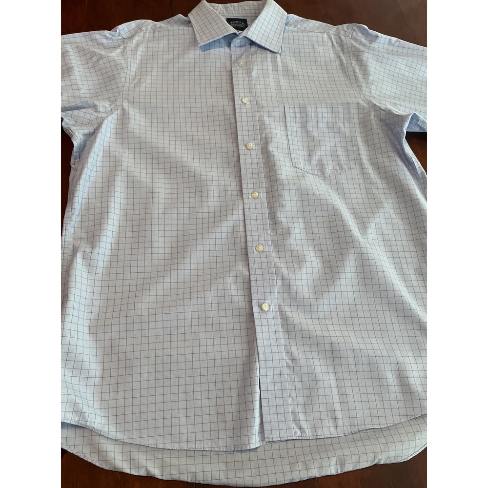 Eagle Shirtmakers Mens 16.5 34/35 Regular Fit Non-Iron Stretch Collar Blue Shirt
